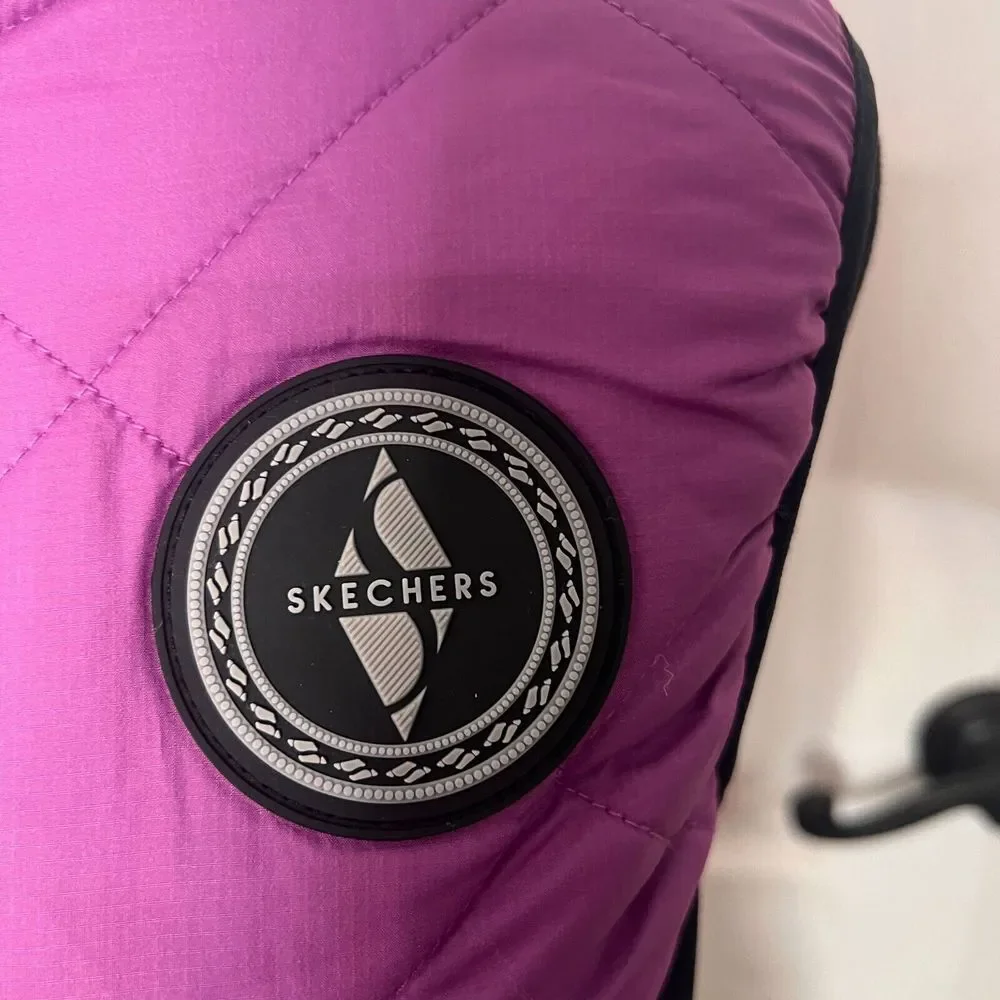 Skechers‎ Everyday Puffer Vest Womens XS Purple Black Quilted Sherpa W3JA243 NEW